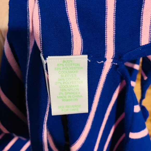 LILLY PULITZER Elba Oversized Poncho Pullover Sweater Blue/Pink Stripe Tasseled - Picture 6 of 6